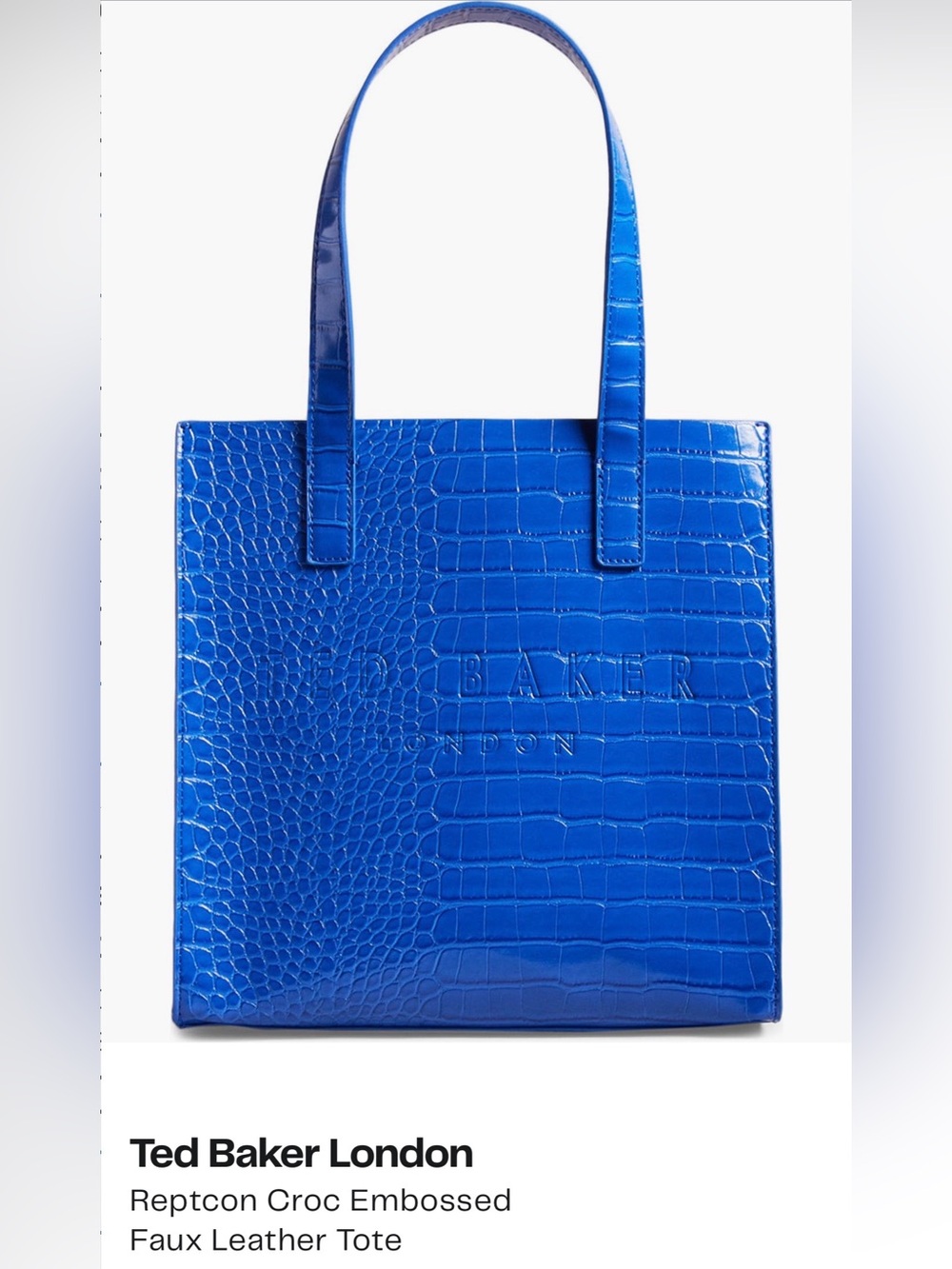 Ted Baker Bright Blue Croc-Embossed Tote